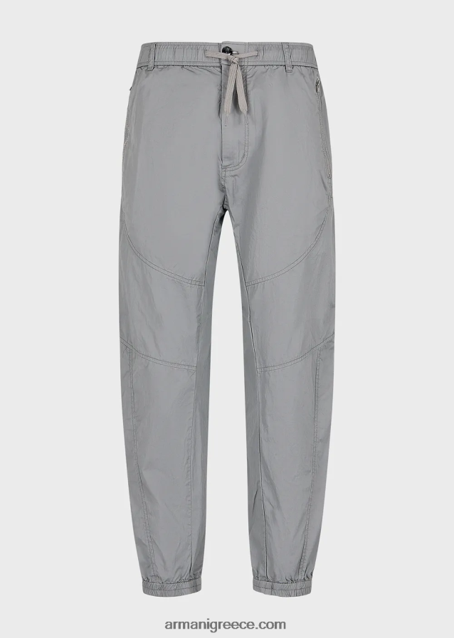 άνδρες Armani Οβάλ παντελόνι ποπλίνα pima με ελαστικό στρίφωμα 4046R61472 ανοιχτό γκρι