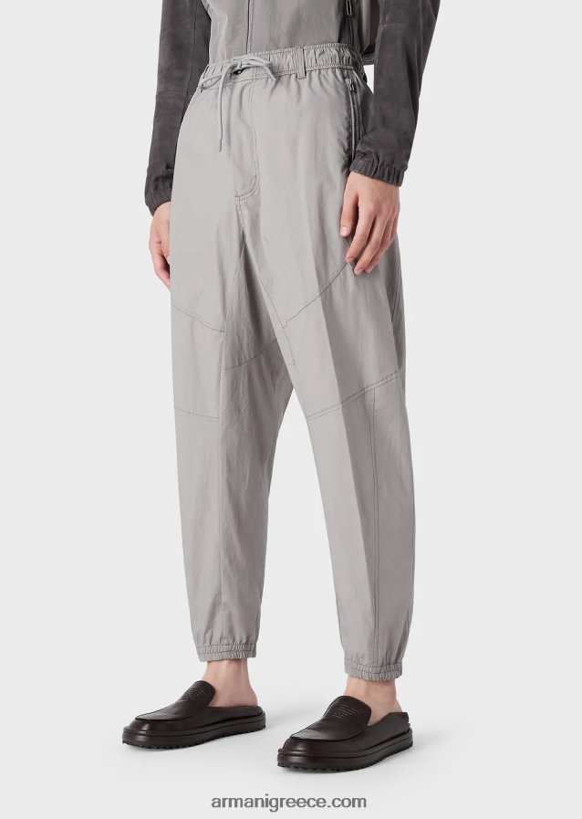 άνδρες Armani Οβάλ παντελόνι ποπλίνα pima με ελαστικό στρίφωμα 4046R61472 ανοιχτό γκρι