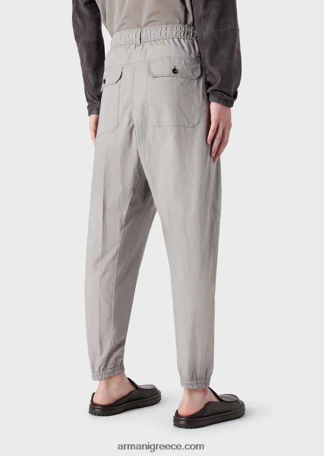 άνδρες Armani Οβάλ παντελόνι ποπλίνα pima με ελαστικό στρίφωμα 4046R61472 ανοιχτό γκρι