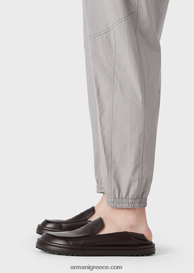 άνδρες Armani Οβάλ παντελόνι ποπλίνα pima με ελαστικό στρίφωμα 4046R61472 ανοιχτό γκρι