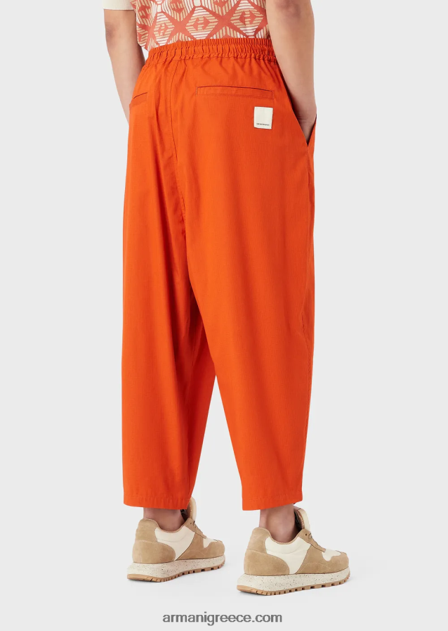 άνδρες Armani βιώσιμη συλλογή οργανικό παντελόνι ripstop 7/8 με κορδόνια περίσφιξης 4046R61517 το κόκκινο