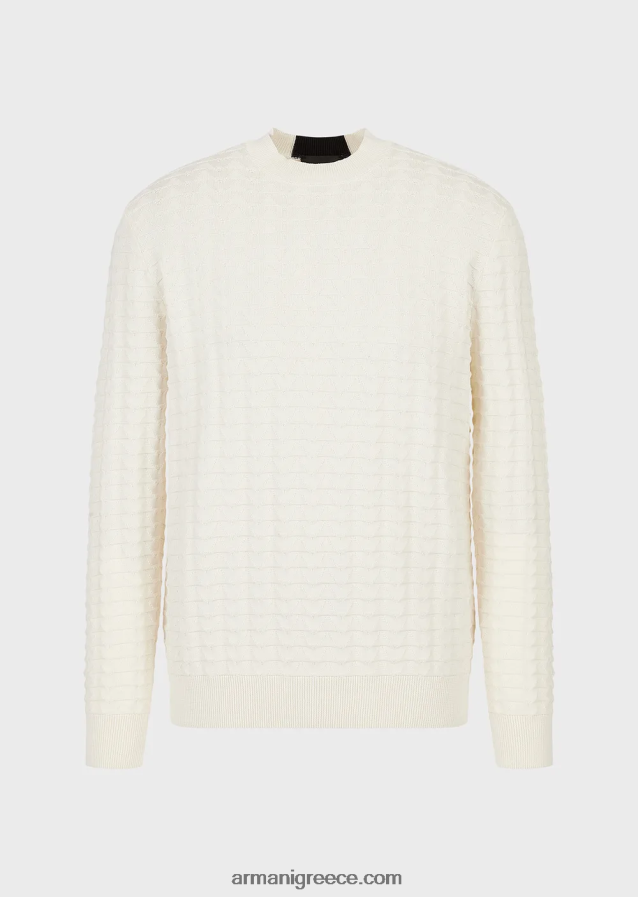 άνδρες Armani ανάγλυφο με υφή με μοτίβο 3d εφέ 4046R61241 άσπρο