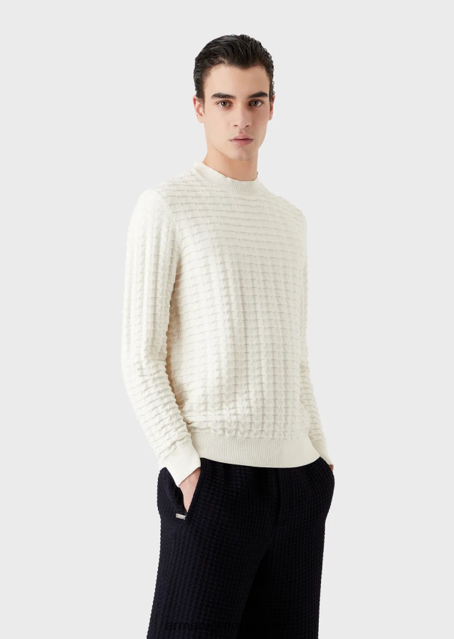 άνδρες Armani ανάγλυφο με υφή με μοτίβο 3d εφέ 4046R61241 άσπρο