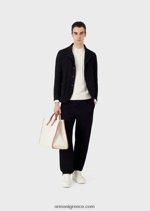 άνδρες Armani ανάγλυφο με υφή με μοτίβο 3d εφέ 4046R61241 άσπρο