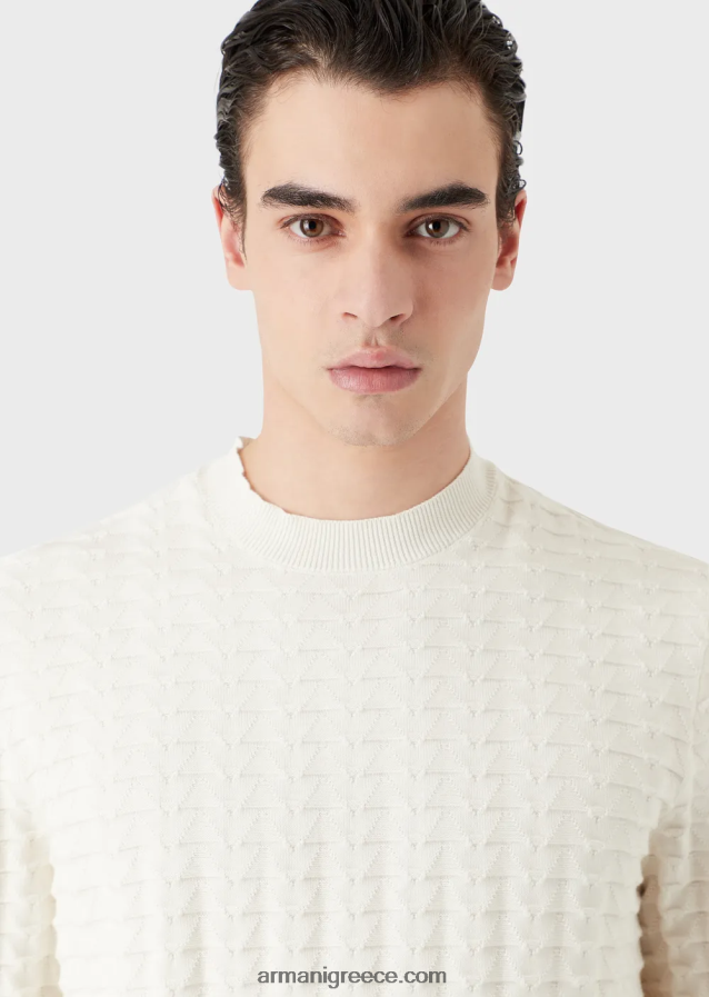 άνδρες Armani ανάγλυφο με υφή με μοτίβο 3d εφέ 4046R61241 άσπρο