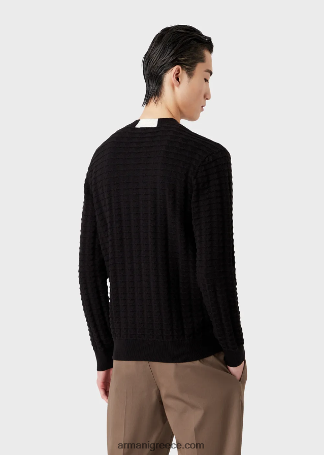 άνδρες Armani ανάγλυφο με υφή με μοτίβο 3d εφέ 4046R61242 μαύρος