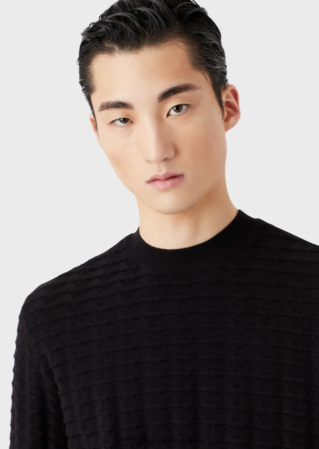 άνδρες Armani ανάγλυφο με υφή με μοτίβο 3d εφέ 4046R61242 μαύρος