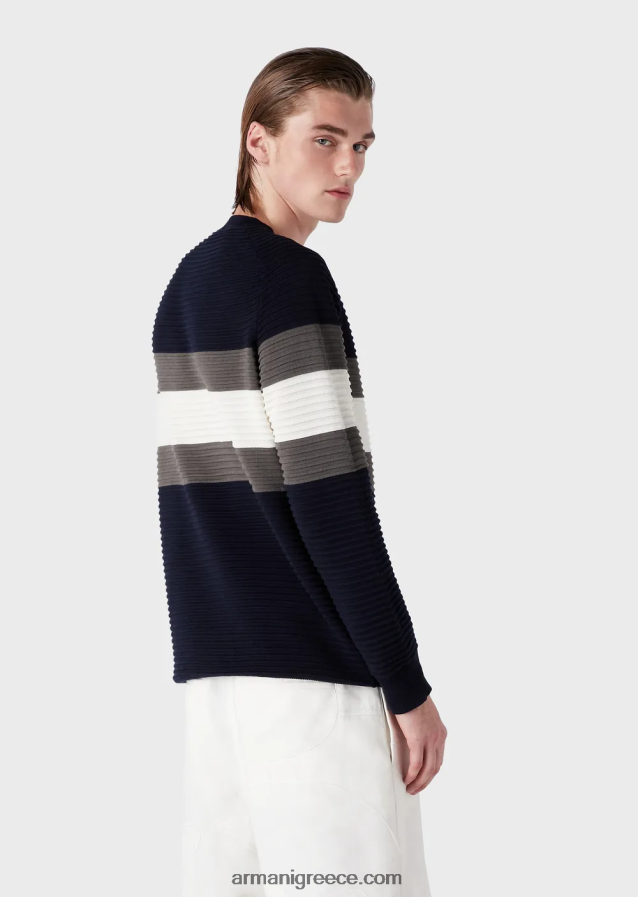 άνδρες Armani ριγέ οθωμανικό άλμα 4046R61214 ναυτικό μπλε