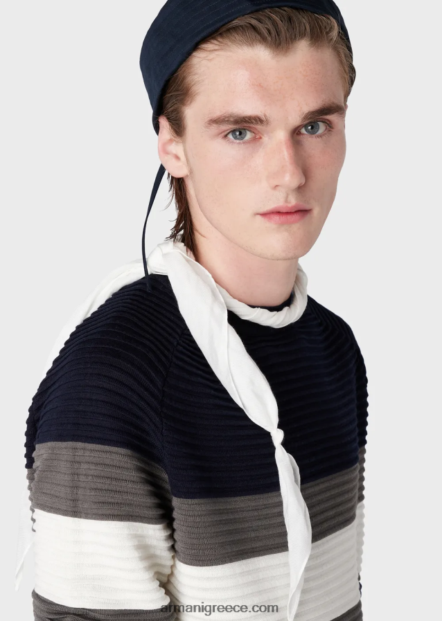 άνδρες Armani ριγέ οθωμανικό άλμα 4046R61214 ναυτικό μπλε