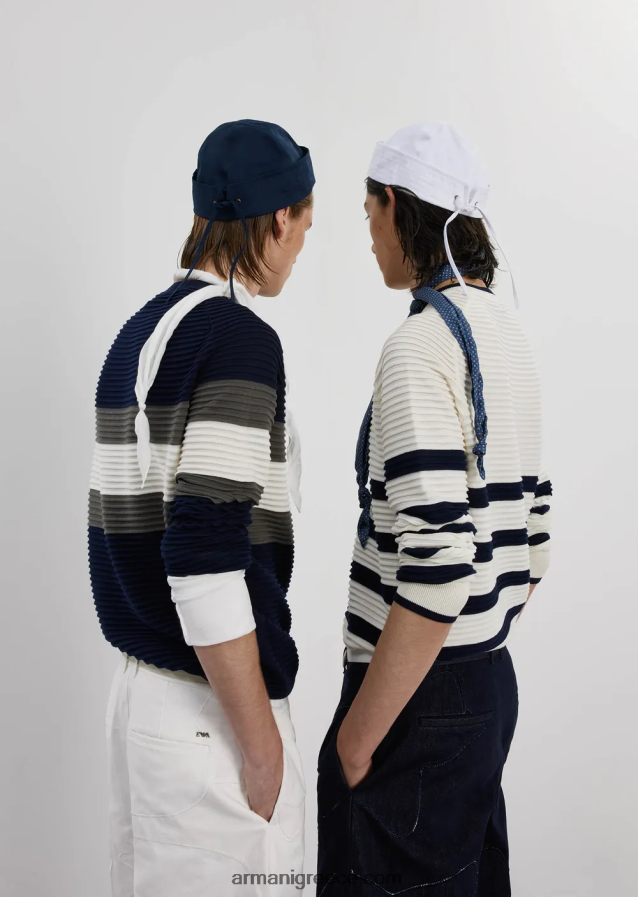 άνδρες Armani ριγέ οθωμανικό άλμα 4046R61214 ναυτικό μπλε