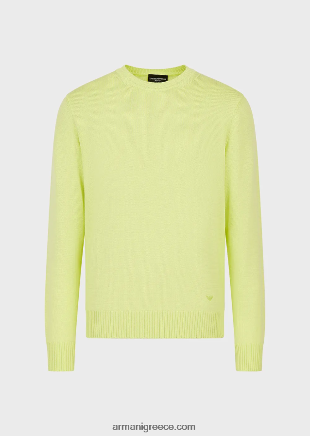 άνδρες Armani παρθένο-μάλλινο, τζάμπα κανονικής εφαρμογής 4046R61219 κίτρινος