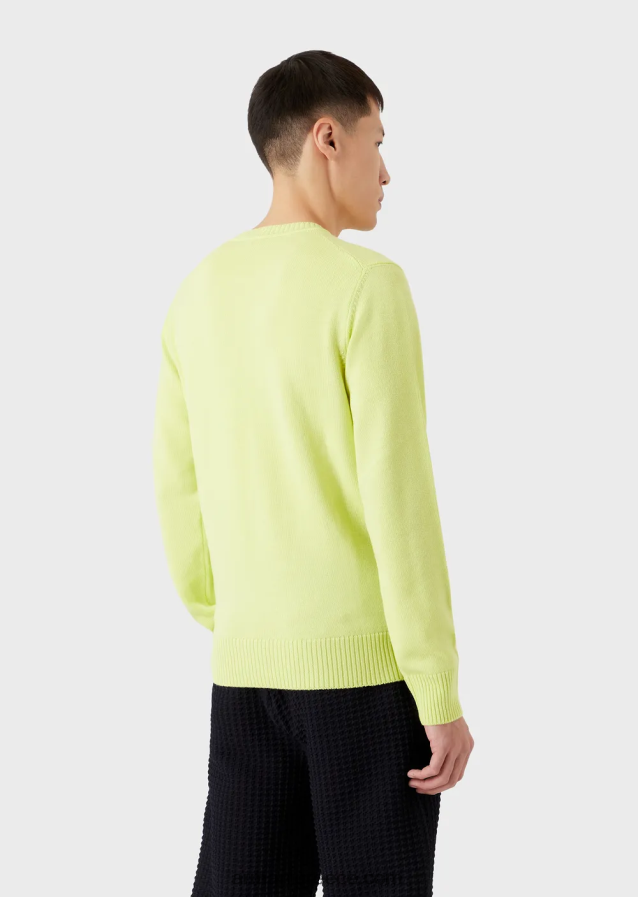 άνδρες Armani παρθένο-μάλλινο, τζάμπα κανονικής εφαρμογής 4046R61219 κίτρινος