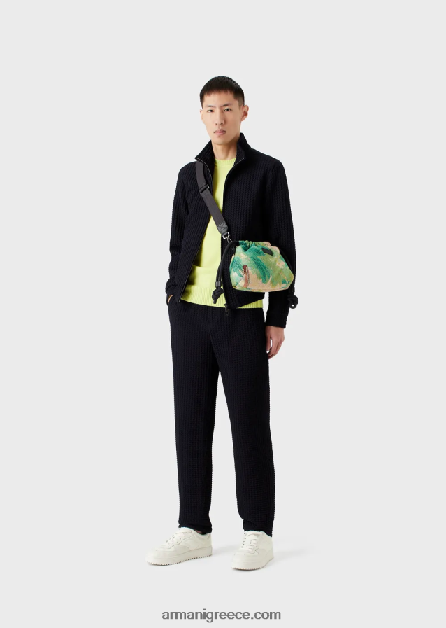 άνδρες Armani παρθένο-μάλλινο, τζάμπα κανονικής εφαρμογής 4046R61219 κίτρινος