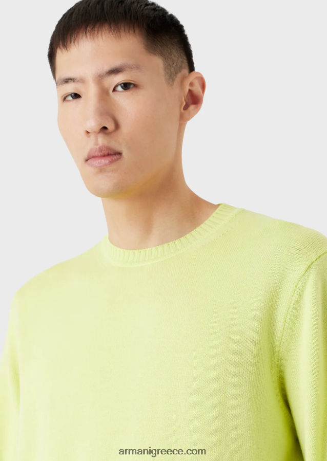 άνδρες Armani παρθένο-μάλλινο, τζάμπα κανονικής εφαρμογής 4046R61219 κίτρινος