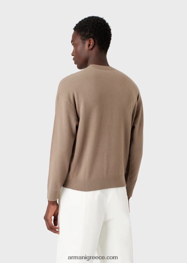 άνδρες Armani τζάμπα από παρθένο μαλλί με έντονο λογότυπο ζακάρ 4046R61223 γκρι περιστεριού