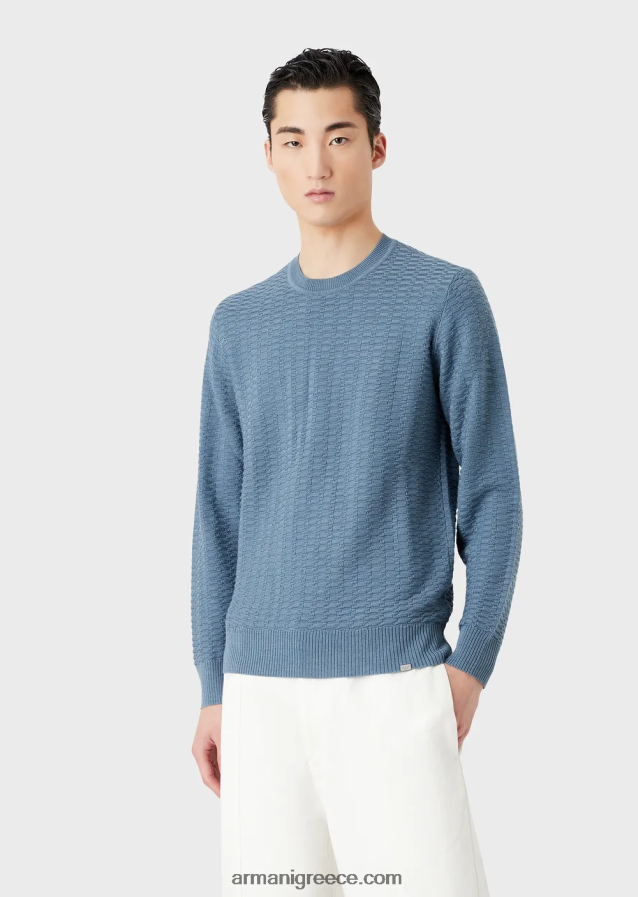 άνδρες Armani Μαλλί με μοτίβο με βελονιές και άλτες 4046R61229 avio