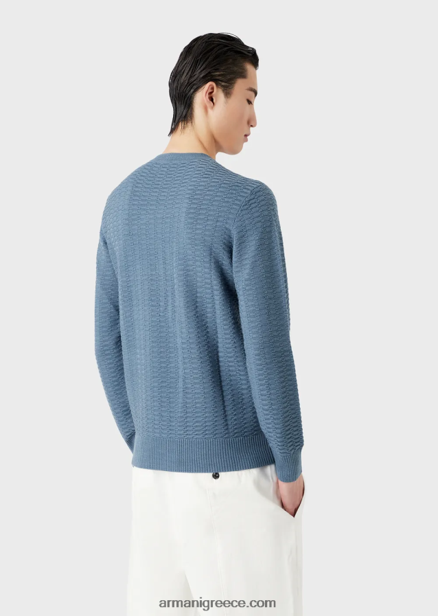 άνδρες Armani Μαλλί με μοτίβο με βελονιές και άλτες 4046R61229 avio