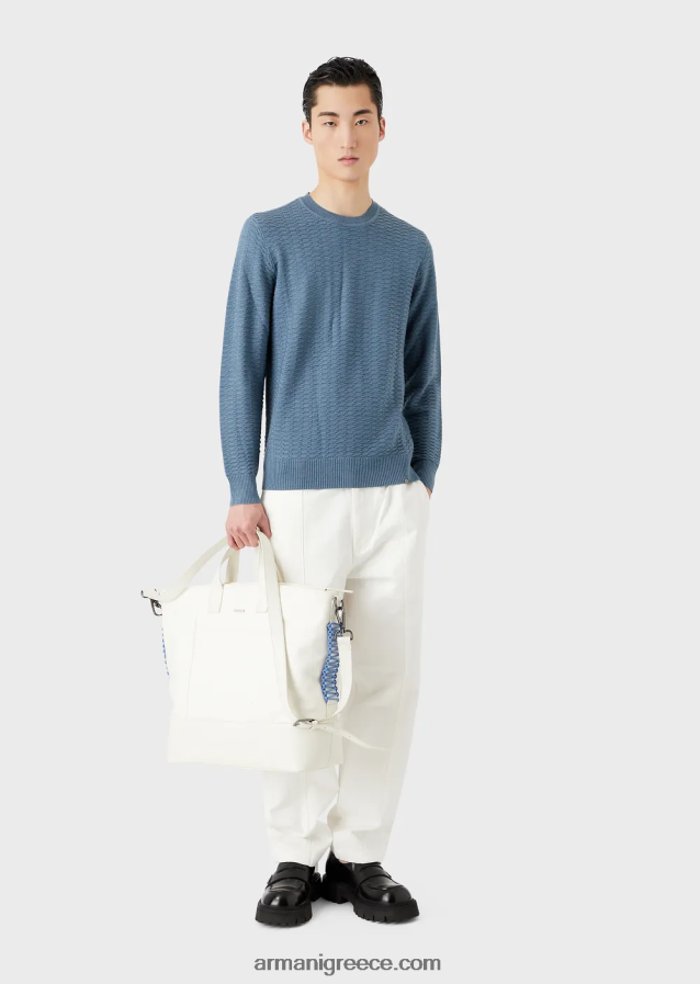 άνδρες Armani Μαλλί με μοτίβο με βελονιές και άλτες 4046R61229 avio