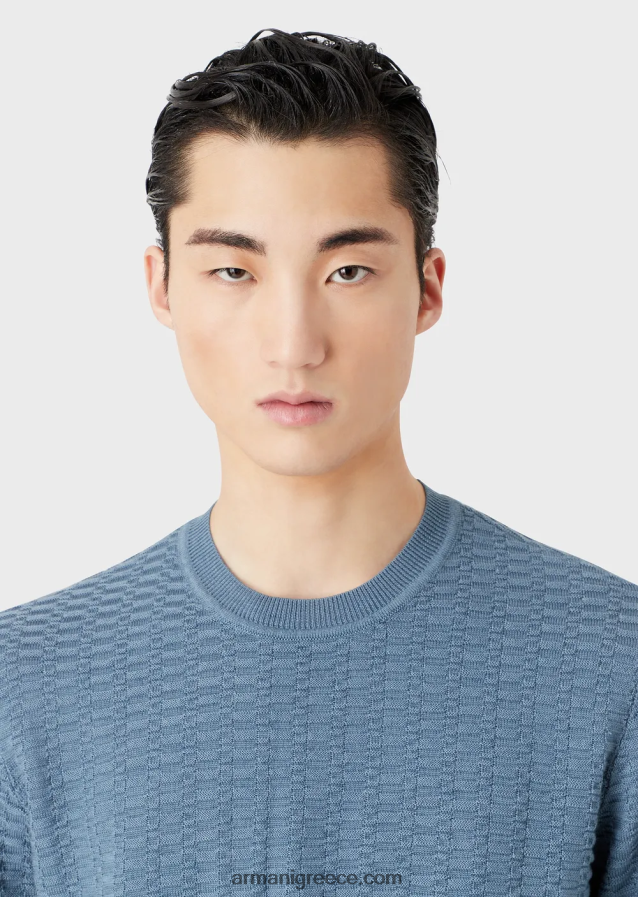 άνδρες Armani Μαλλί με μοτίβο με βελονιές και άλτες 4046R61229 avio