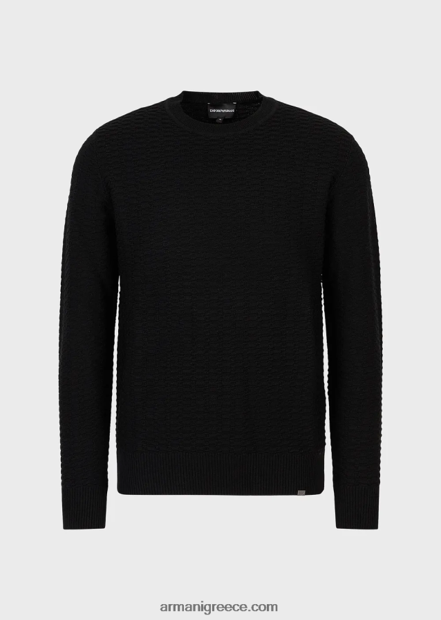 άνδρες Armani Μαλλί με μοτίβο με βελονιές και άλτες 4046R61230 μαύρος