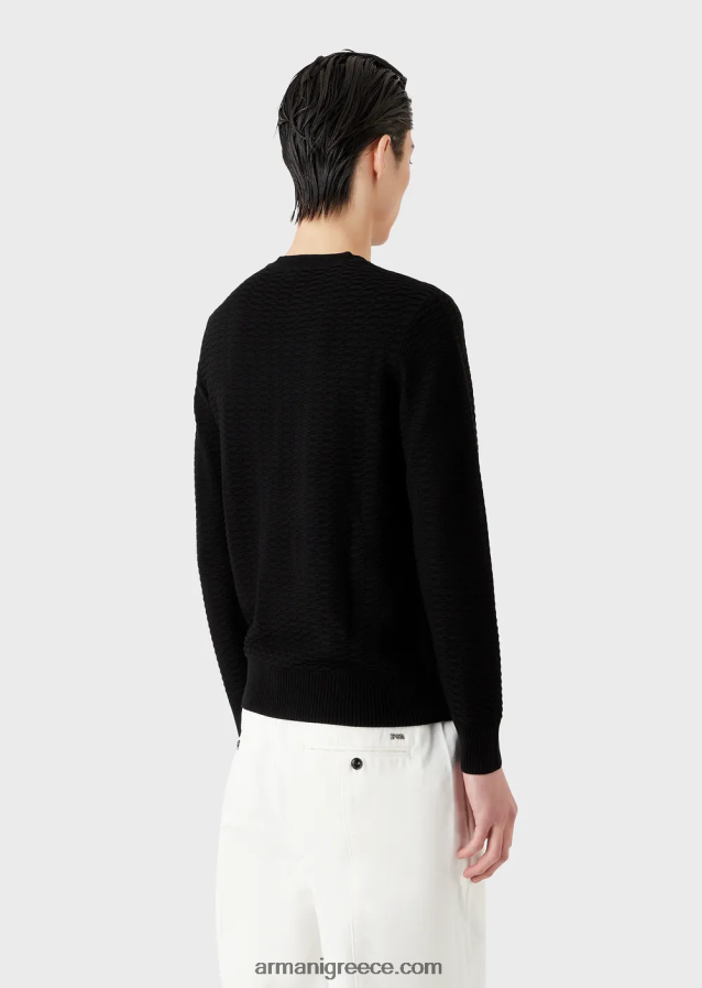 άνδρες Armani Μαλλί με μοτίβο με βελονιές και άλτες 4046R61230 μαύρος