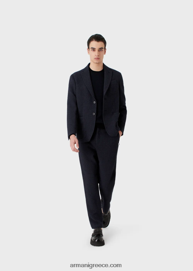 άνδρες Armani Μάλλινη μπλούζα με μοτίβο ζακάρ σε όλη την επιφάνεια 4046R61234 ναυτικό μπλε