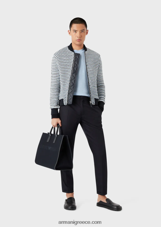 άνδρες Armani Μπλουζάκι από μαλλί κασμίρ με λεπτομέρειες χρώματος 4046R61238 γαλανός