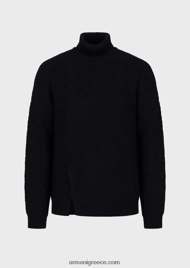 άνδρες Armani Αγγλικό ραβδωτό ρολό σε μείγμα παρθένου μαλλί 4046R61243 ναυτικό μπλε