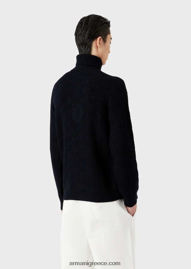 άνδρες Armani Αγγλικό ραβδωτό ρολό σε μείγμα παρθένου μαλλί 4046R61243 ναυτικό μπλε