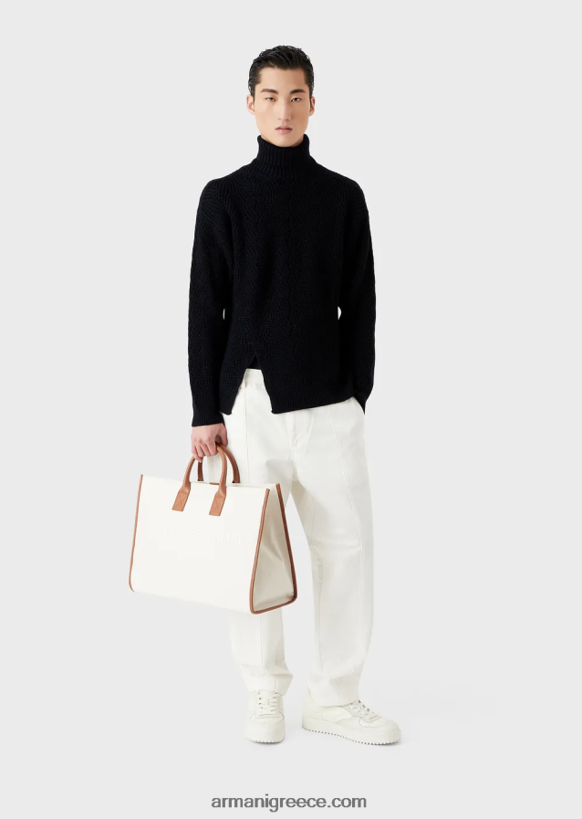 άνδρες Armani Αγγλικό ραβδωτό ρολό σε μείγμα παρθένου μαλλί 4046R61243 ναυτικό μπλε