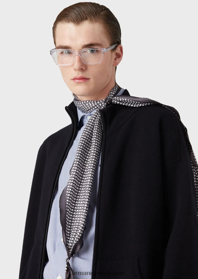 άνδρες Armani παρθένο μάλλινη ζακέτα με φερμουάρ 4046R61244 ναυτικό μπλε