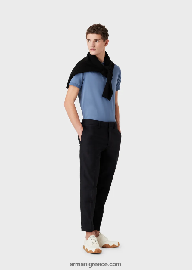 άνδρες Armani Μπλούζα από καθαρό παρθένο μαλλί με γεωμετρικό μοτίβο ζακάρ 4046R61245 μαύρος