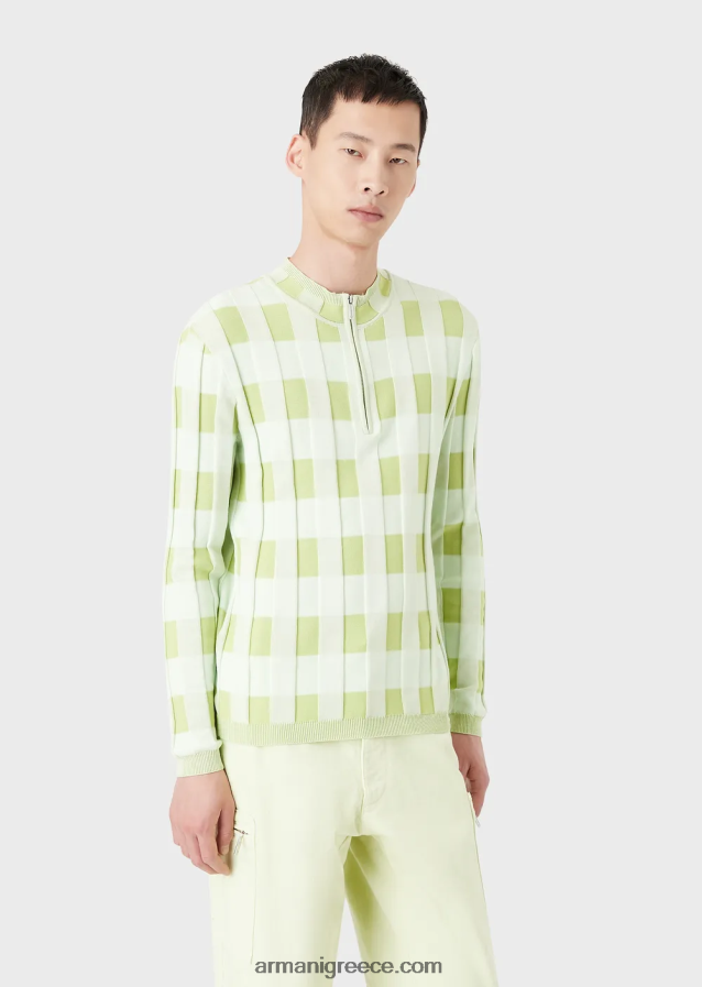 άνδρες Armani Μπλουζάκι με λαιμόκοψη με φερμουάρ 4046R61253