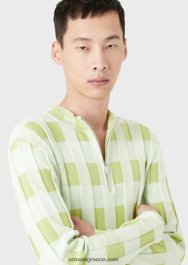 άνδρες Armani Μπλουζάκι με λαιμόκοψη με φερμουάρ 4046R61253