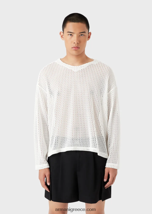 άνδρες Armani υπερμεγέθης βραχυκυκλωτήρας από νάιλον πλέγμα με δαντέλα 4046R61255