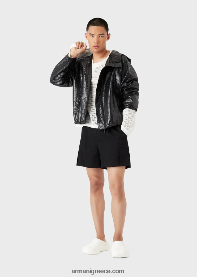 άνδρες Armani υπερμεγέθης βραχυκυκλωτήρας από νάιλον πλέγμα με δαντέλα 4046R61255