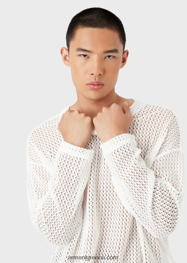 άνδρες Armani υπερμεγέθης βραχυκυκλωτήρας από νάιλον πλέγμα με δαντέλα 4046R61255