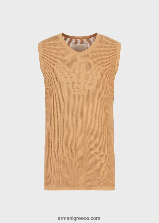 άνδρες Armani αειφόρος συλλογή, μεγάλου μεγέθους ρεζερβουάρ κατασκευασμένο από πλεκτό πλέγμα από ανακυκλωμένο νήμα 4046R61256