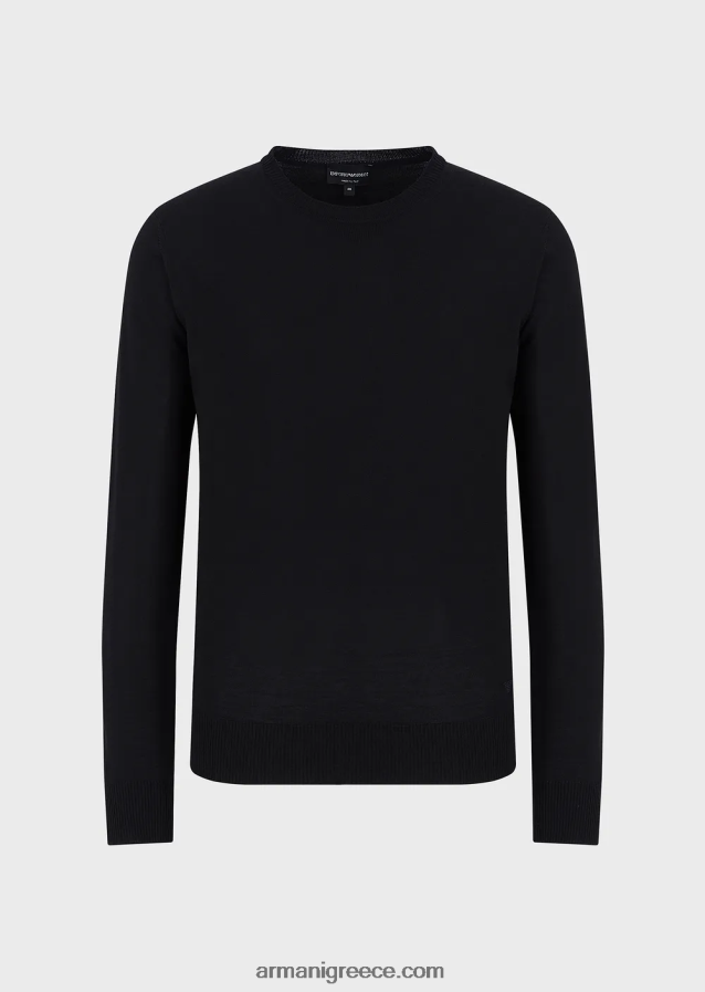 άνδρες Armani μπλούζα από καθαρό, παρθένο μαλλί 4046R61260 μαύρος