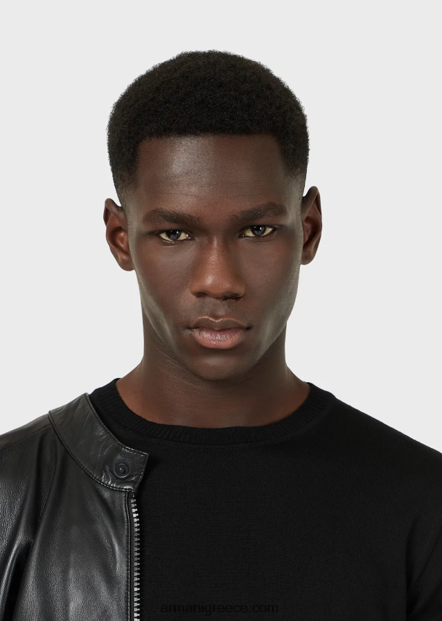 άνδρες Armani μπλούζα από καθαρό, παρθένο μαλλί 4046R61260 μαύρος