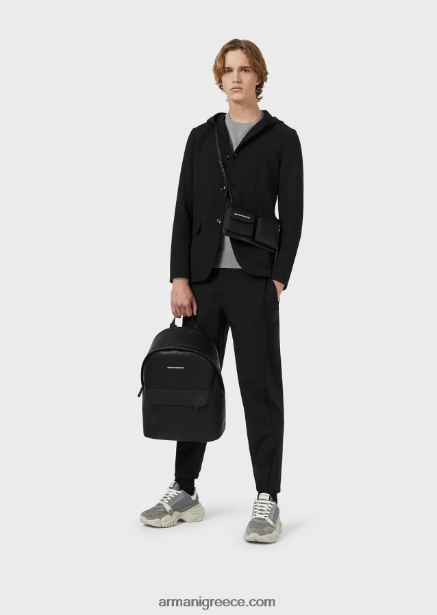 άνδρες Armani μπλούζα από καθαρό, παρθένο μαλλί 4046R61261 ανοιχτό γκρι