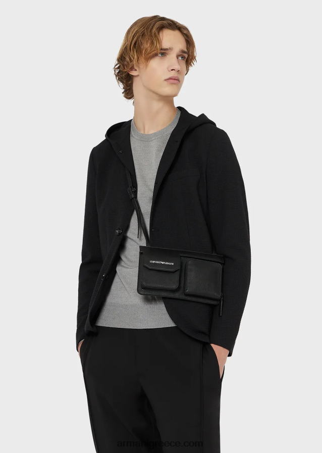 άνδρες Armani μπλούζα από καθαρό, παρθένο μαλλί 4046R61261 ανοιχτό γκρι