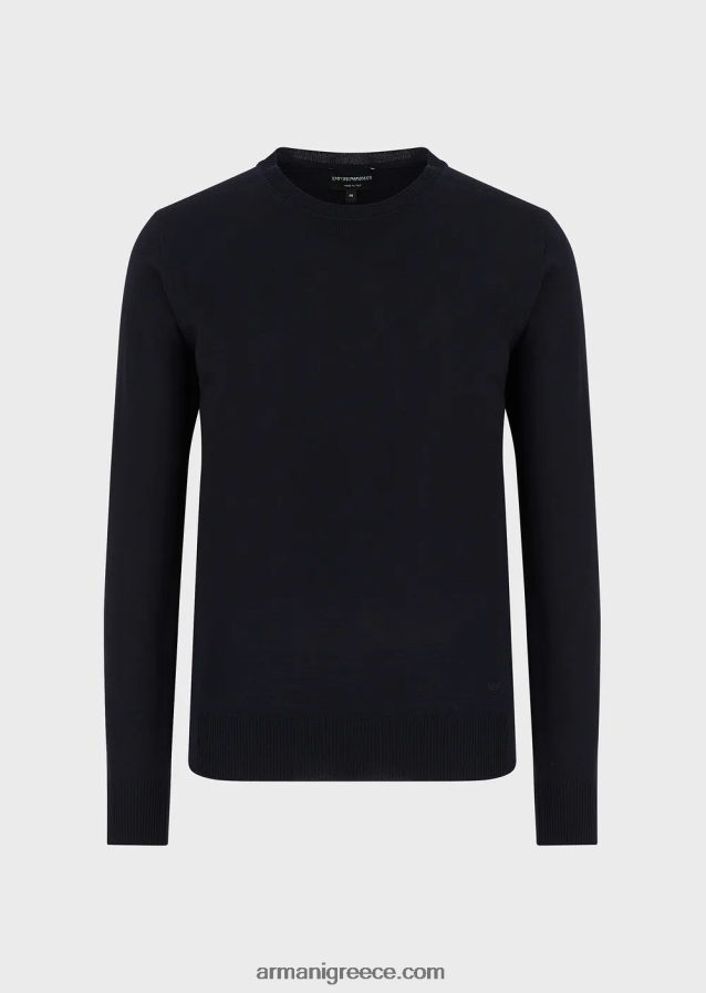 άνδρες Armani μπλούζα από καθαρό, παρθένο μαλλί 4046R61262 ναυτικό μπλε