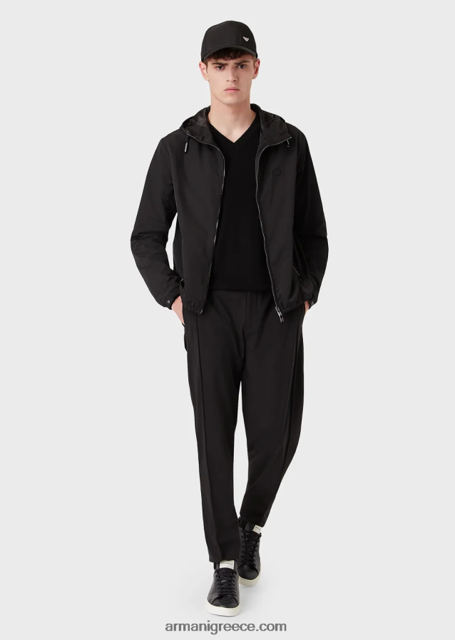 άνδρες Armani αγνό κασμίρι με λαιμόκοψη 4046R61269 μαύρος