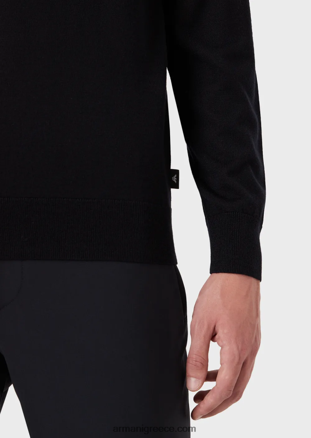 άνδρες Armani Μαλλί-και-λυοκύτταρο-χαρμάνι με λαιμόκοψη 4046R61272 ναυτικό μπλε