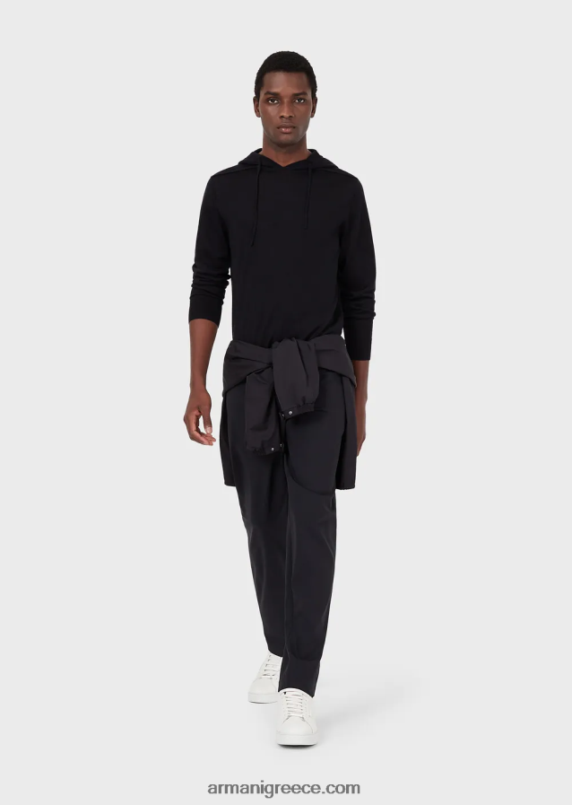 άνδρες Armani Μπλούζα με κουκούλα από μαλλί και λυοκύτταρο 4046R61278 ναυτικό μπλε