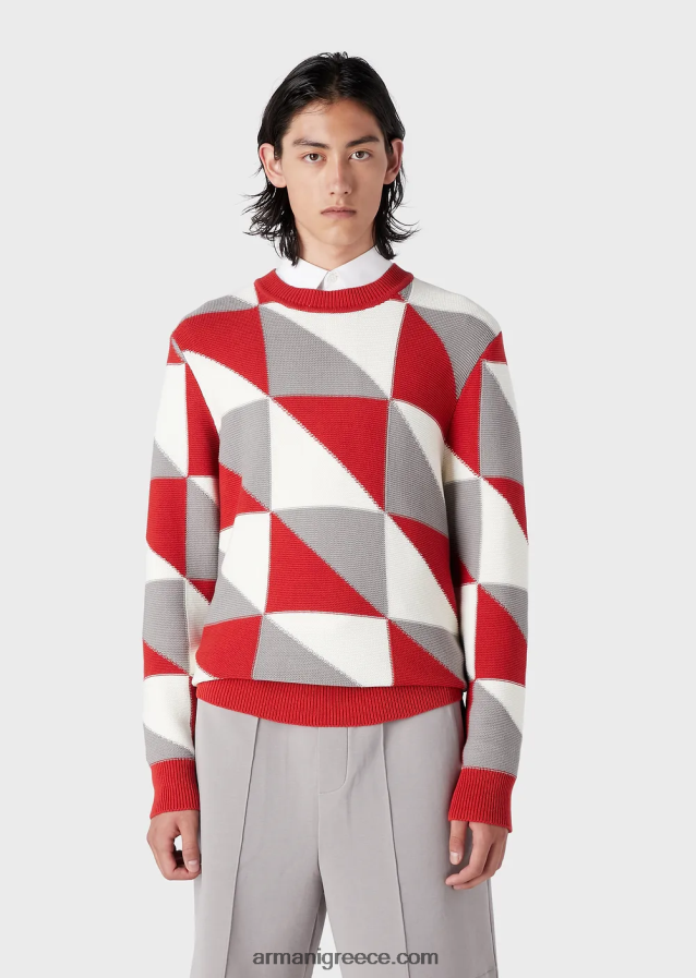 άνδρες Armani άλτης με συνονθύλευμα-εφέ check intarsia 4046R61264 πρότυπο