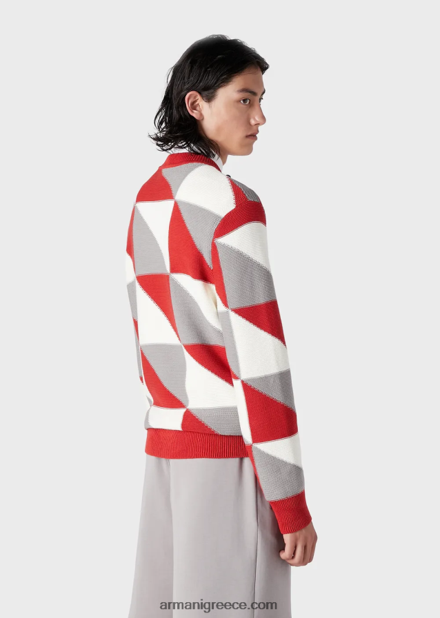 άνδρες Armani άλτης με συνονθύλευμα-εφέ check intarsia 4046R61264 πρότυπο