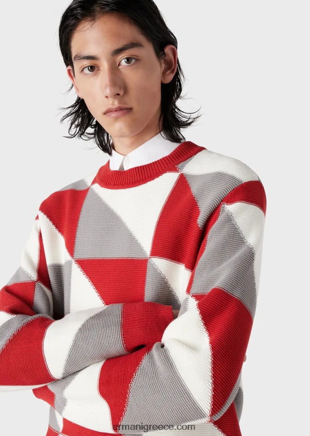 άνδρες Armani άλτης με συνονθύλευμα-εφέ check intarsia 4046R61264 πρότυπο