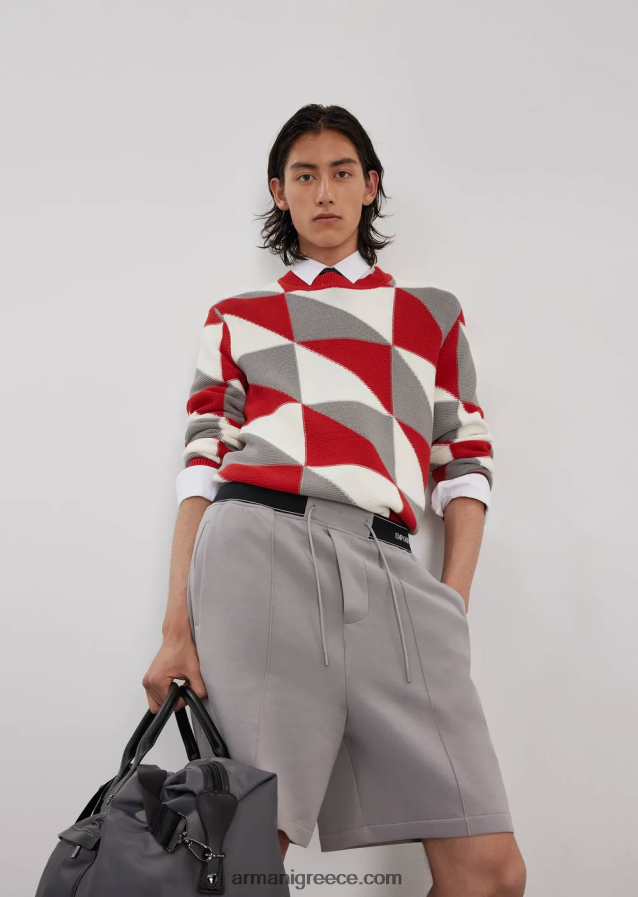 άνδρες Armani άλτης με συνονθύλευμα-εφέ check intarsia 4046R61264 πρότυπο